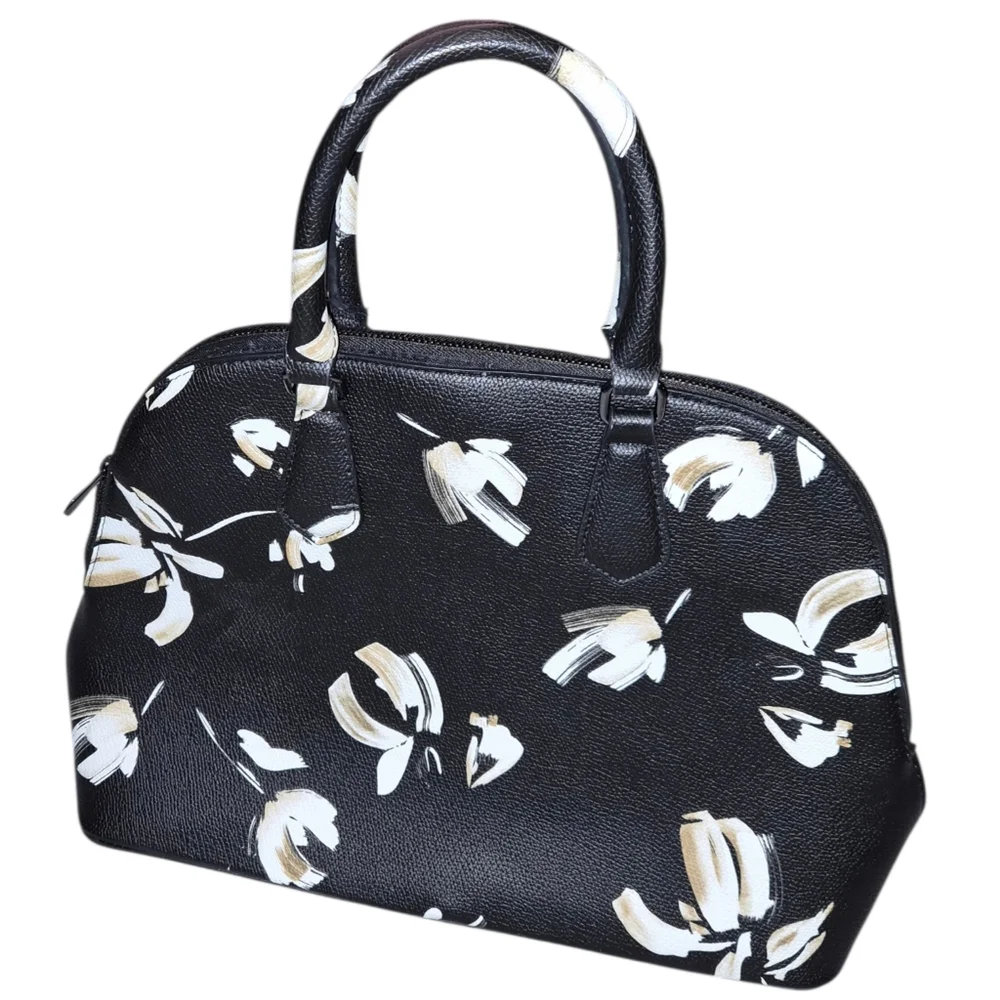 A New Day Black Floral Dome Satchel
